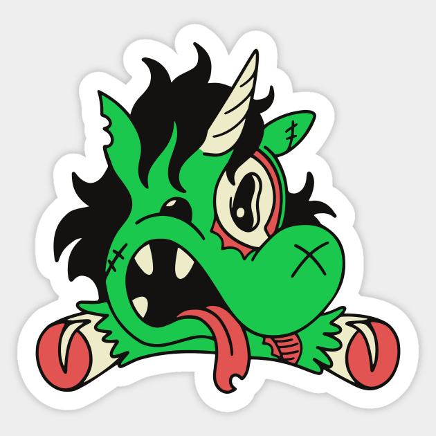 Cute Zombie Unicorn // Funny Halloween Animals Sticker by SLAG_Creative